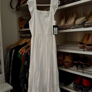 art class White Eyelet Ruffle-Strap Maxi Dress